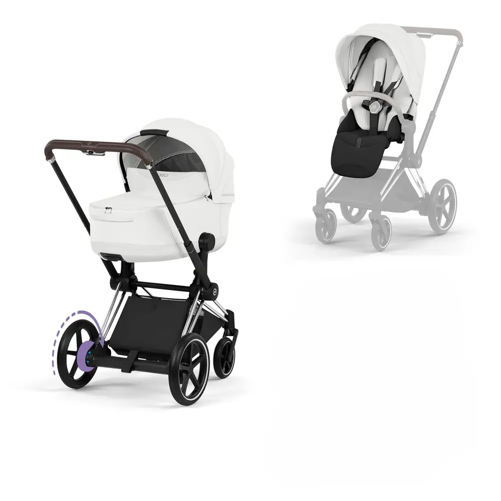 Cybex e-Priam Style Barnvagn - Off White/Chrome Brown