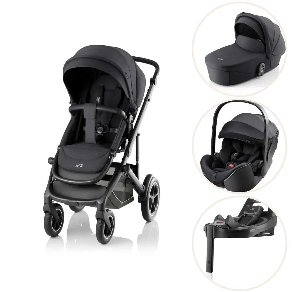 Britax Römer Smile 5Z Style Duovagn inkl. Baby-Safe Pro Babyskydd och Vario Base 5Z – Carbon Black