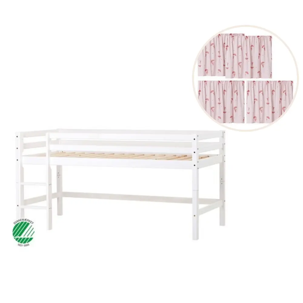 ECO Dream Halvhög säng (delbar) vit 90x200, med rött gardin ECO Dream Halvhög säng (delbar) vit 90x200, med rött gardin