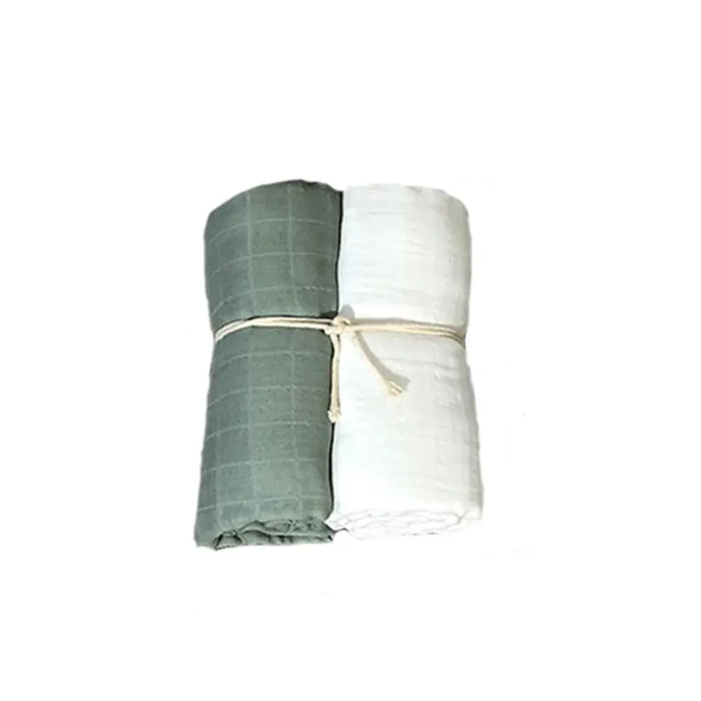 Muslinfilt 2-pack 70x70cm - Vit/Grön