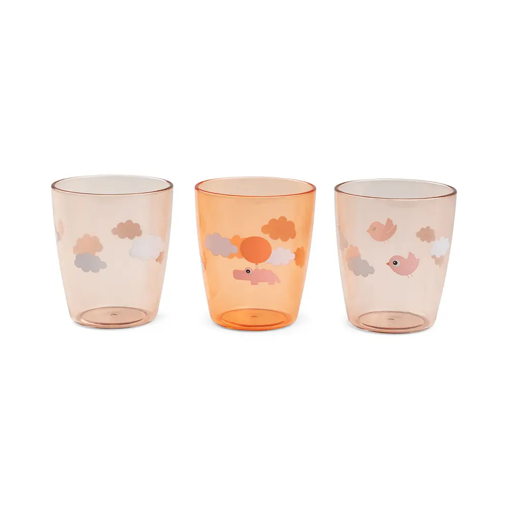 Done By Deer Yummy Mini Glas 3 -pack - Happy Clouds Papaya