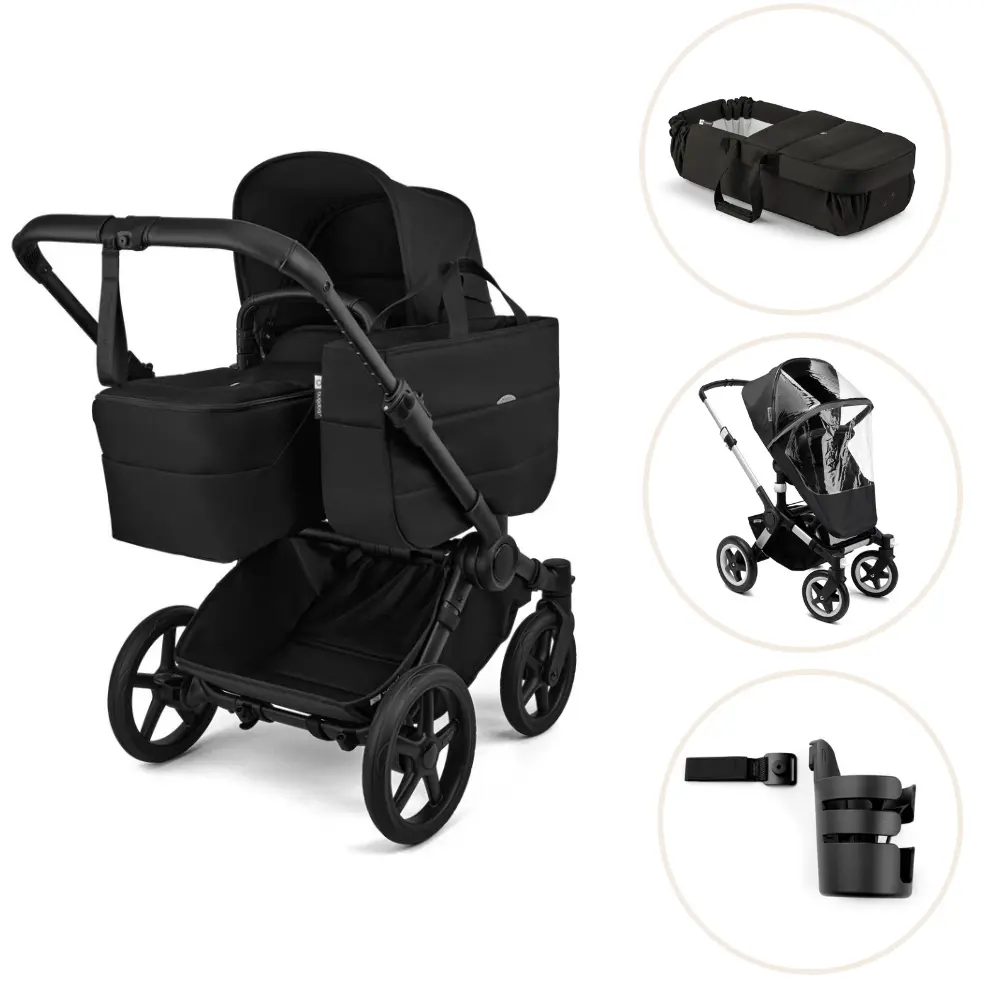 Bugaboo Donkey 6 Barnvagn Med Babynest, Regnskydd Och Mugghållare - Heritage Black/Black