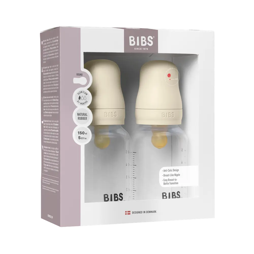 Nappflaska Baby Latex 2-pack 150ml Slow Flow - Ivory