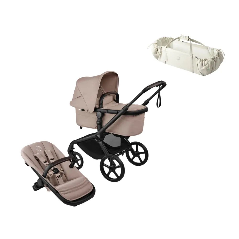 Bugaboo Fox 5 Renew Complete - Black/Desert Taupe Melange inkl. Sleepcarrier Vol 5 Oat Beige