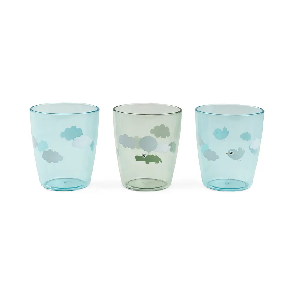 Done By Deer Yummy Mini Glas 3 -pack - Happy Clouds Grön