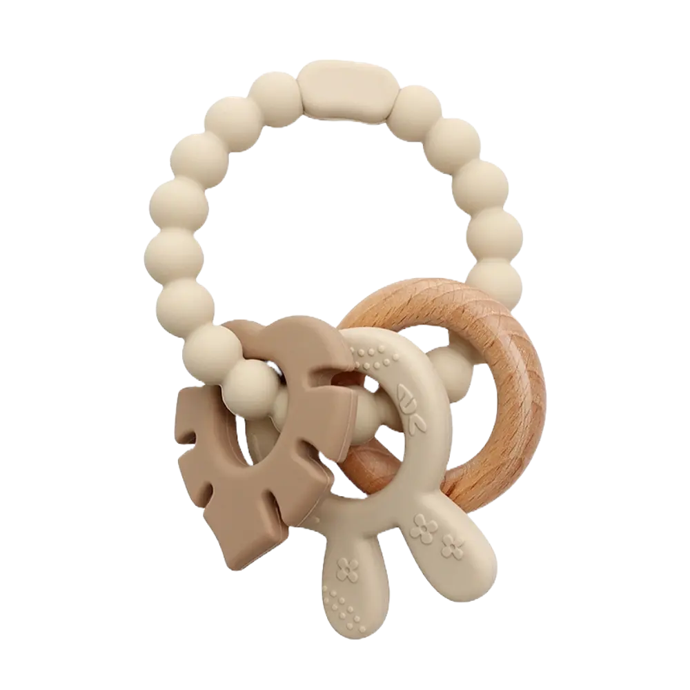 Bitleksak i Silikon med Kaninöron & Trä - Beige