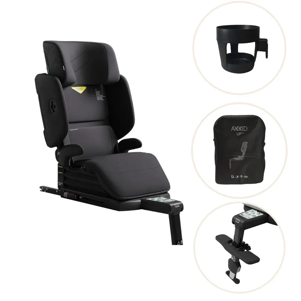 Axkid UP Bältesstol Arctic Mist Grey - inkl. Mugghållare, fotstöd & transportväska