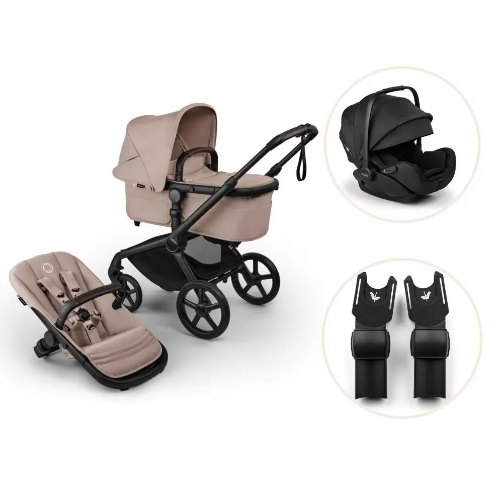 Bugaboo Fox 5 Renew inkl. Otter by Nuna & Adapter - Black/Desert Taupe Melange