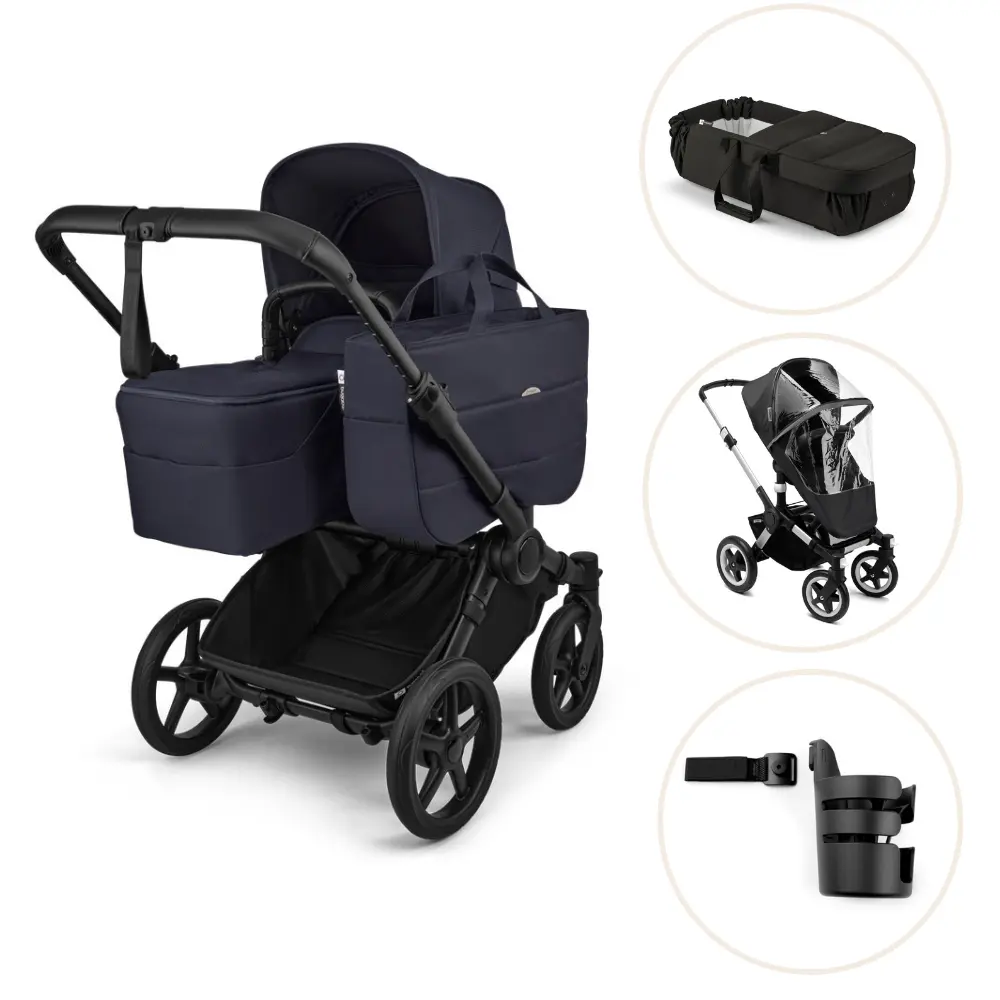 Bugaboo Donkey 6 Barnvagn Med Babynest, Regnskydd Och Mugghållare - Deep Indigo/Black