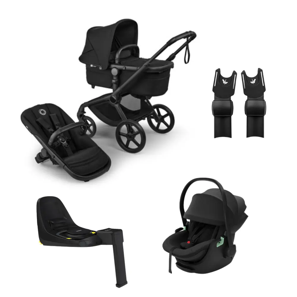 Bugaboo Fox 5 Renew Barnvagn + Thule Maple Babyskydd & Bas - Heritage Black/Black