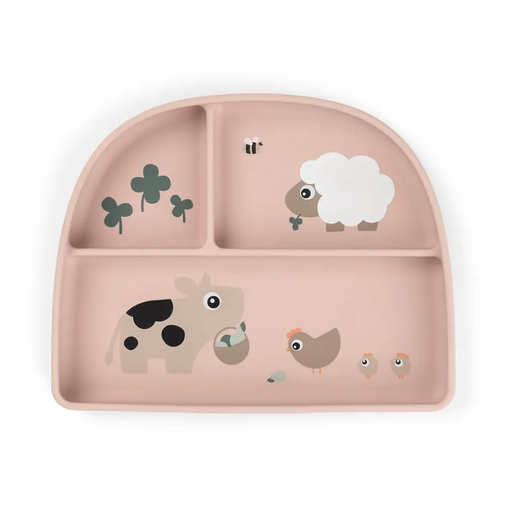 Stick&Stay delad tallrik Tiny farm Powder