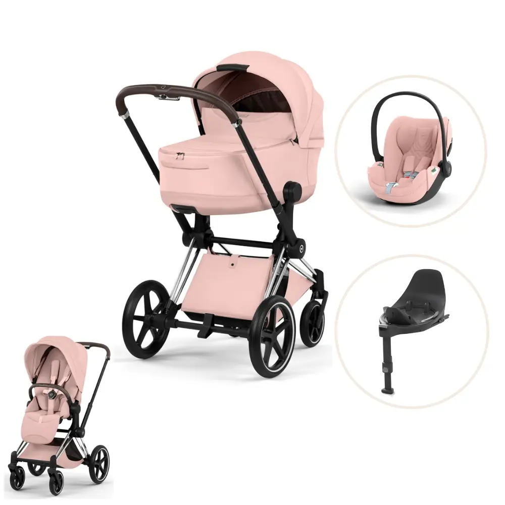 Cybex Priam Style Barnvagn inkl. Cloud T Plus & Bas T - Peach Pink/Chrome Brown