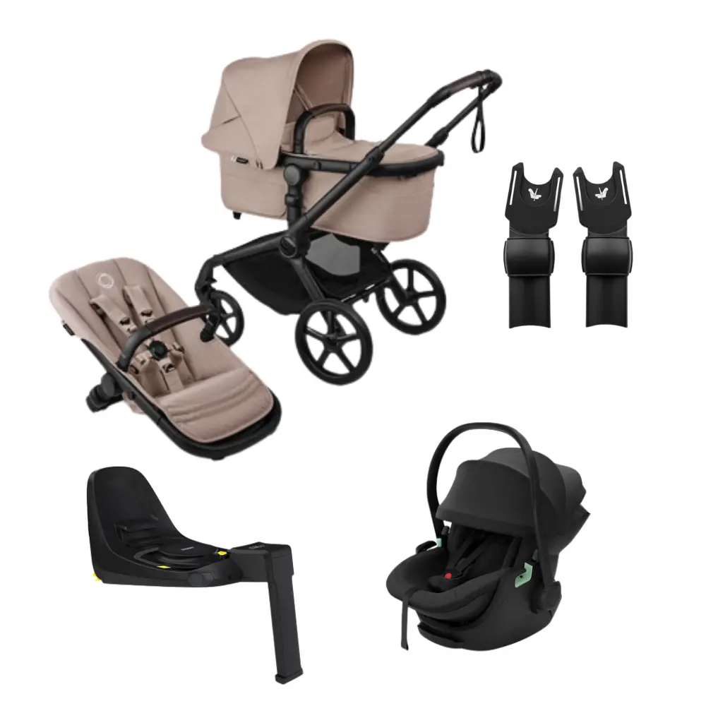 Bugaboo Fox 5 Renew Barnvagn + Thule Maple Babyskydd & Bas - Desert Taupe/Black
