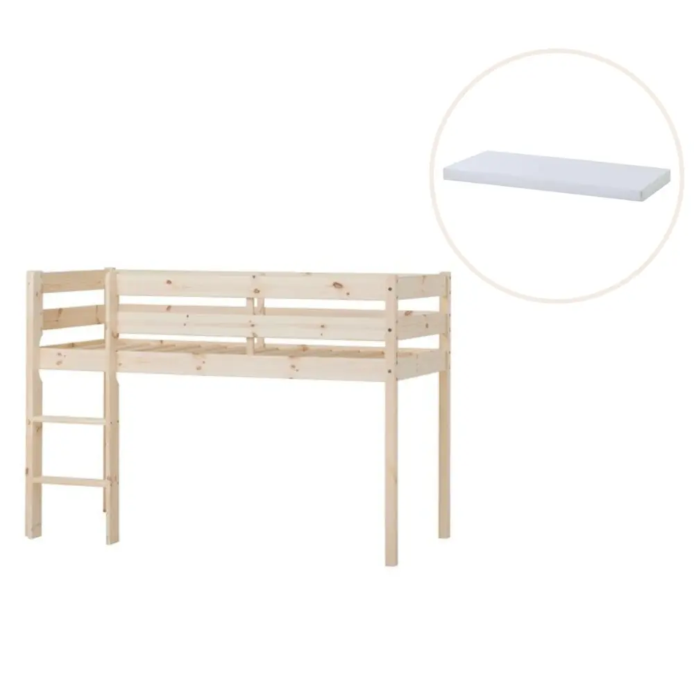 ECO Comfort halvhög säng med madrass - 70x160 cm. - natur