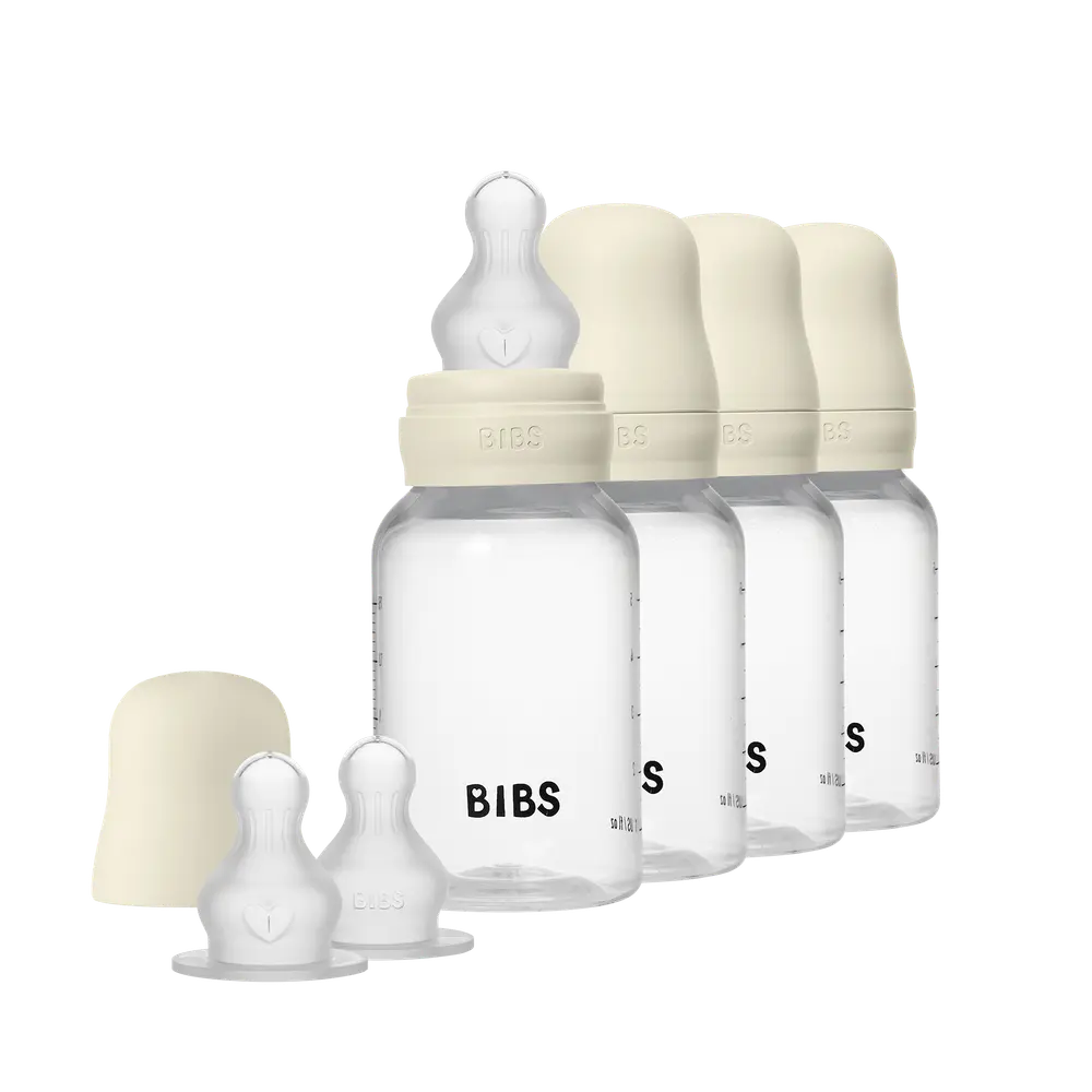 Rund nappflaska Silikon 4-Pack 150 ml - Ivory